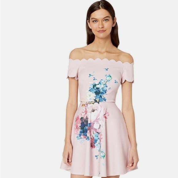 Ted Baker Dresses & Skirts - NWT Ted Baker Sirenta Bardot  Skater Dress in Raspberry size 3(US size 8)